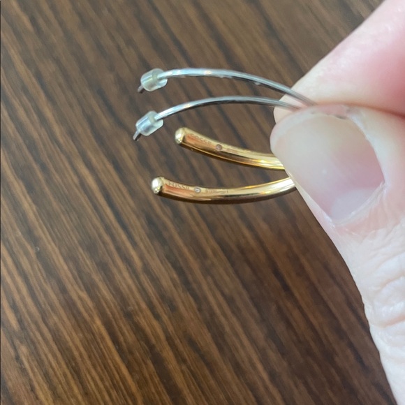 Fossil Silver & Rose Gold Hoop Earrings - Picture 3 of 3